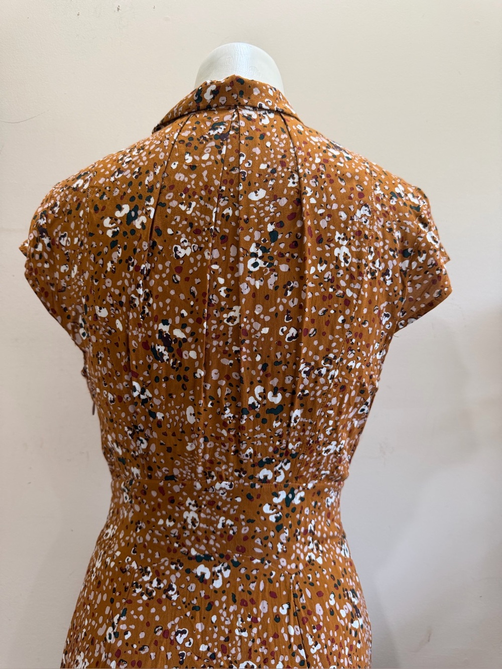 Free People Printed  Button-Front Midi Dress in Rust - Picture 7 of 8